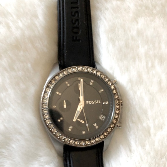 Fossil silicone black watch main image 4